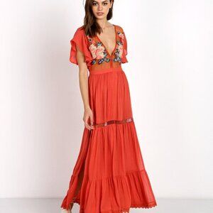 Cleobella 'Amery' Maxi Dress in Coral - Size XS